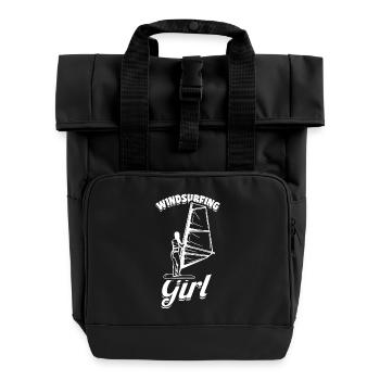 Windsurfer Girl - Roll Top Backpack with Two Handles - black - Front