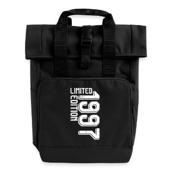 Retro-Typografie in limitierter Auflage - Rolltop Rucksack mit zwei Griffen - Schwarz - Vorne