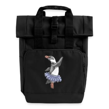 Pinguin Ballerina Ballett Tanz - Rolltop Rucksack mit zwei Griffen - Schwarz - Vorne