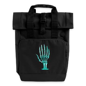 Halloween Skeleton Hand - Roll Top Backpack with Two Handles - black - Front