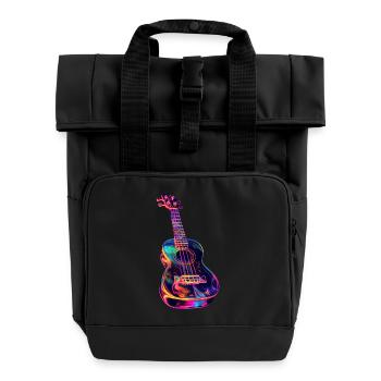 Ukulele - Rolltop Rucksack mit zwei Griffen - Schwarz - Vorne