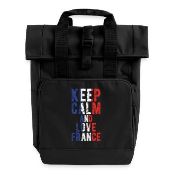 keep calm and love france - Roll Top Backpack with Two Handles - black - Front