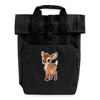 Reh - Rolltop Rucksack mit zwei Griffen - Schwarz - Vorne