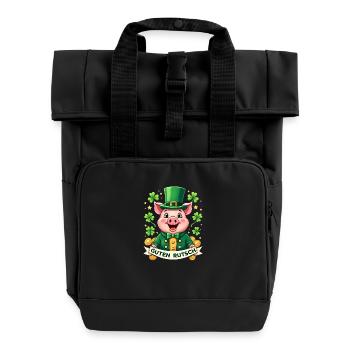 Guten Rutsch - Glücksschwein Silvester - Rolltop Rucksack mit zwei Griffen - Schwarz - Vorne