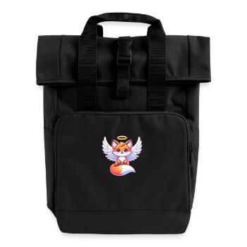 Rotfuchs Engel Heiligenschein Flügel - Rolltop Rucksack mit zwei Griffen - Schwarz - Vorne