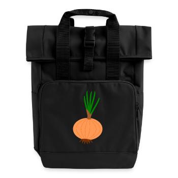 zwiebeln onion halloween gemuese vegetables29 - Rolltop Rucksack mit zwei Griffen - Schwarz - Vorne