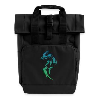 Wolfsilhoutte - Rolltop Rucksack mit zwei Griffen - Schwarz - Vorne