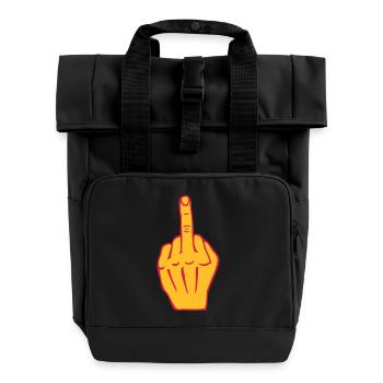 fuck middle finger insult provocation - Roll Top Backpack with Two Handles - black - Front