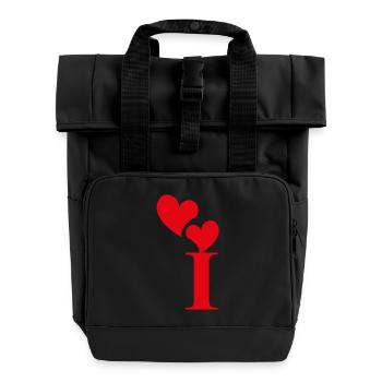 Lettre i cœur rouge - Sac à dos Roll Top à deux anses - noir - Devant