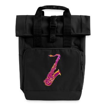 Saxophon - Rolltop Rucksack mit zwei Griffen - Schwarz - Vorne