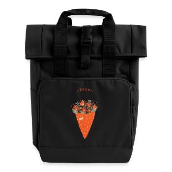 Bouquet de fleurs – Petit cœur - Rolltop Rucksack mit zwei Griffen - Schwarz - Vorne