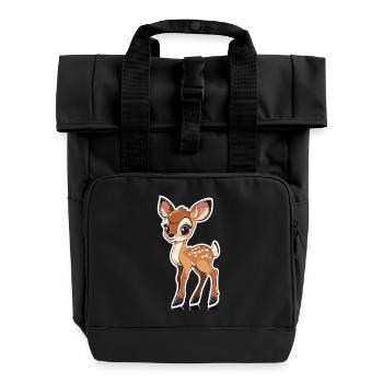 Reh - Rolltop Rucksack mit zwei Griffen - Schwarz - Vorne