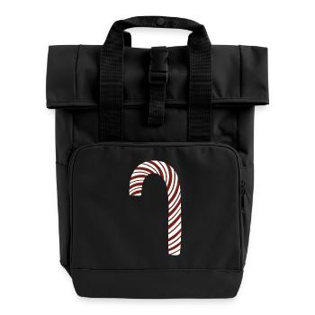 Candy Cane - Roll Top Backpack with Two Handles - black - Front