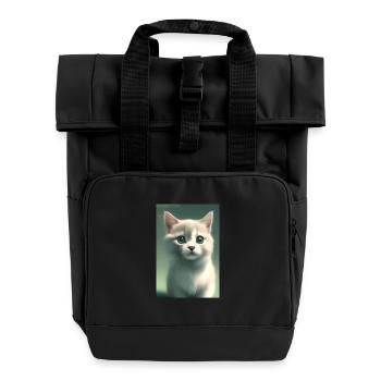 Cute baby cat - Roll Top Backpack with Two Handles - black - Front