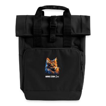 Maine Coon - Rolltop Rucksack mit zwei Griffen - Schwarz - Vorne