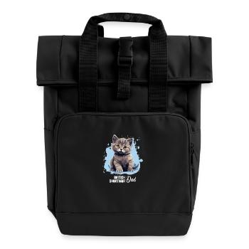 British Shorthair - Roll Top Backpack with Two Handles - black - Front