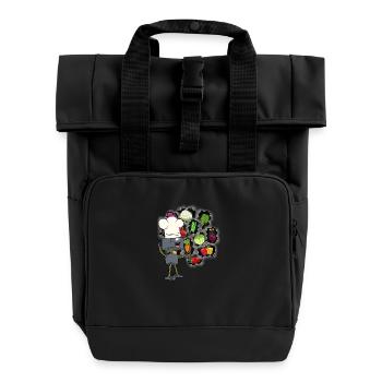 Roboter Koch Köche Köchin Küche Kochkunst - Rolltop Rucksack mit zwei Griffen - Schwarz - Vorne