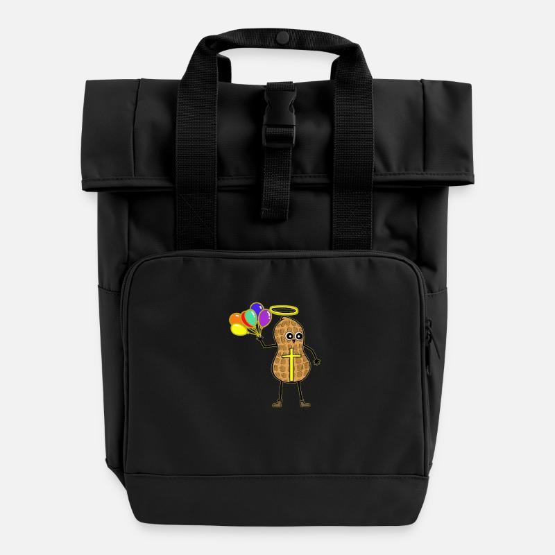LGBT Peanut Gay Pride Peanuts Rainbow - Roll Top Backpack with Two Handles - black
