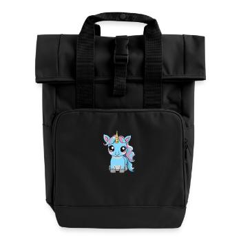Bébé Licorne Licornes Chevaux Chevaux Enfants Enfant - Sac à dos Roll Top à deux anses - noir - Devant