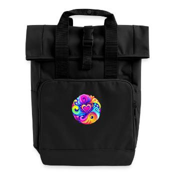 Herz - Rolltop Rucksack mit zwei Griffen - Schwarz - Vorne