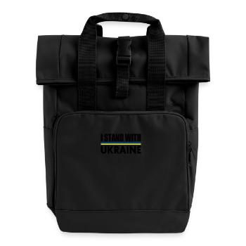 I stand with ukraine - Roll Top Backpack with Two Handles - black - Front
