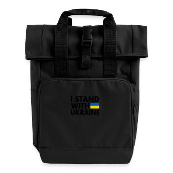 I stand with ukraine - Roll Top Backpack with Two Handles - black - Front