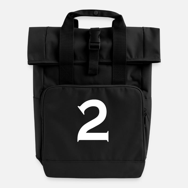 2 - Roll Top Backpack with Two Handles - black