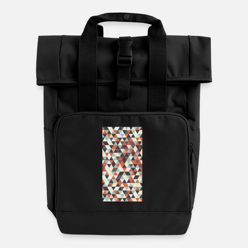 Triangle pattern - Rolltop Rucksack mit zwei Griffen - Schwarz