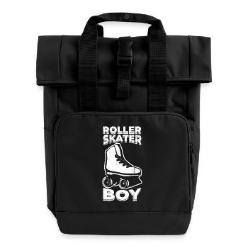 Roller Skater Boy - Roll Top Backpack with Two Handles - black - Front