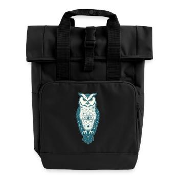 Hibou dans l’espace | L’univers dans la chouette - Sac à dos Roll Top à deux anses - noir - Devant