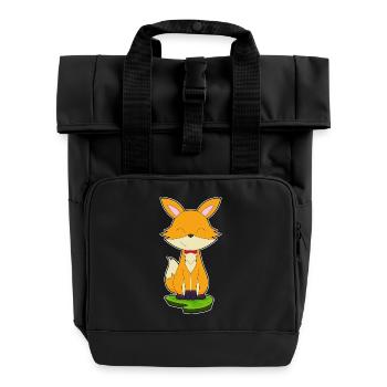 Fox Bow Tie - Roll Top Backpack with Two Handles - black - Front