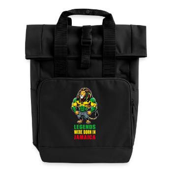 Jamaica lion reggae music - Roll Top Backpack with Two Handles - black - Front