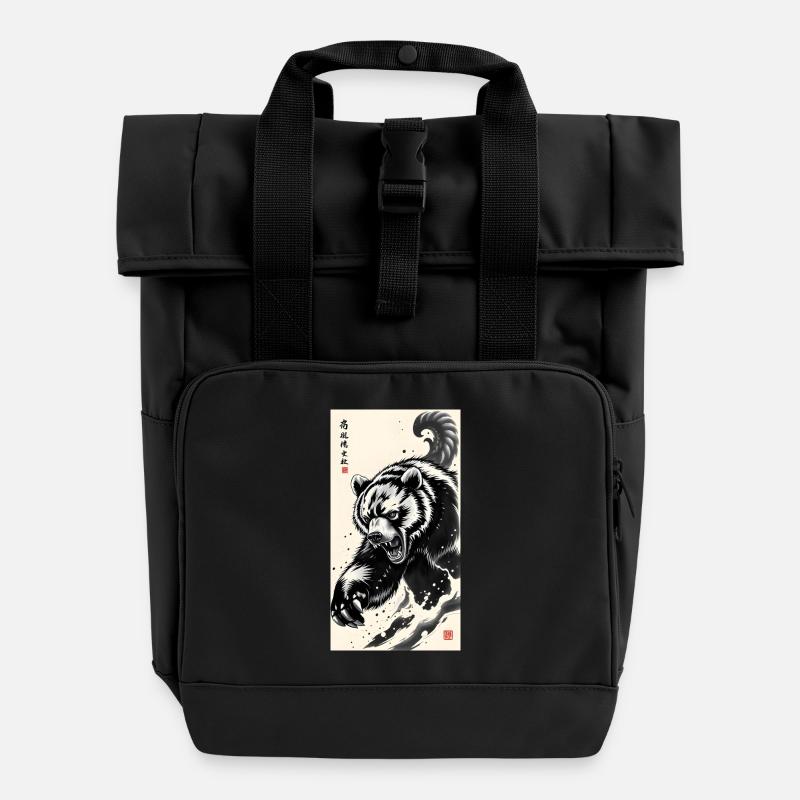 Bear Attack - Rolltop Rucksack mit zwei Griffen - Schwarz