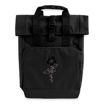 Bloody Rose - Roll Top Backpack with Two Handles - black - Front