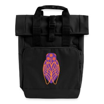 Sunny cicada - Roll Top Backpack with Two Handles - black - Front