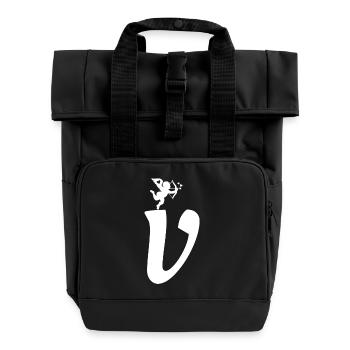 V - Rolltop Rucksack mit zwei Griffen - Schwarz - Vorne