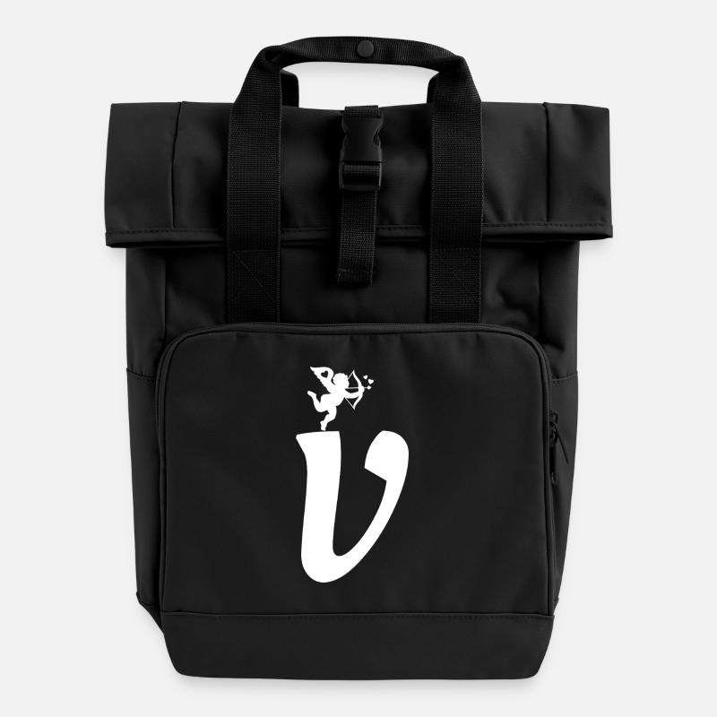 V - Rolltop Rucksack mit zwei Griffen - Schwarz