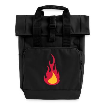 Fire / Flame - Roll Top Backpack with Two Handles - black - Front