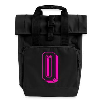 Zahl Null - Nummer 0 pink Mädchen Trikotnummer - Rolltop Rucksack mit zwei Griffen - Schwarz - Vorne