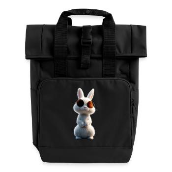 Mountain Rabbit Arctic Hare Albino Rabbit White Rabbit - Roll Top Backpack with Two Handles - black - Front