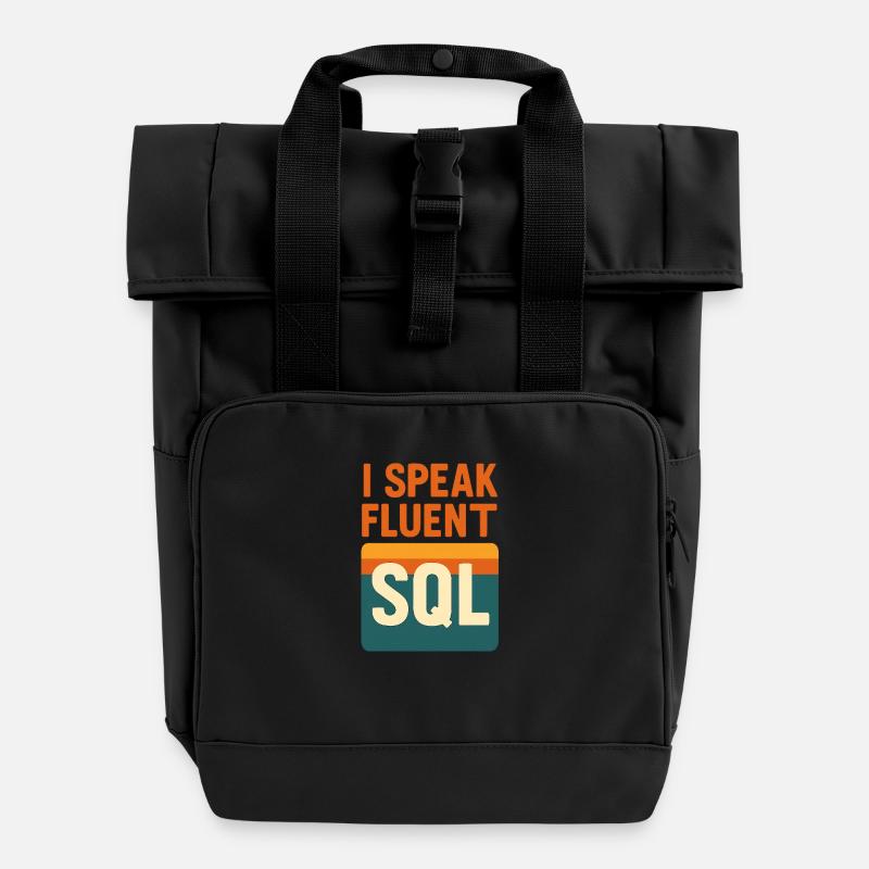 I speak SQL - Roll Top Backpack with Two Handles - black