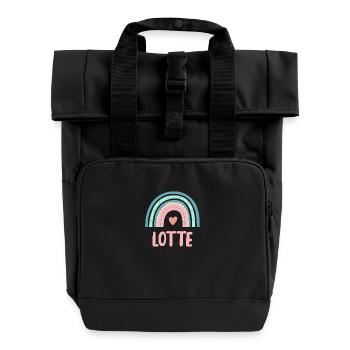 Lotte Name Rainbow Baby - Roll Top Backpack with Two Handles - black - Front