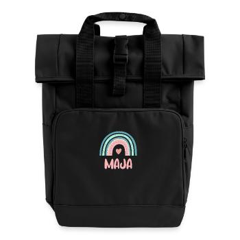 Maja Name Rainbow Baby - Roll Top Backpack with Two Handles - black - Front