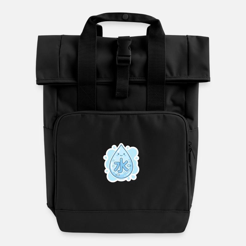 水, Mizu, Eau - Sac à dos Roll Top à deux anses - noir