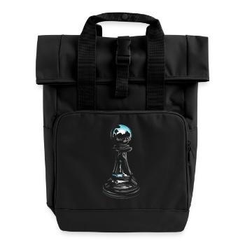 Schach Bauer Pawn Schachspieler Logo Schachverein - Rolltop Rucksack mit zwei Griffen - Schwarz - Vorne