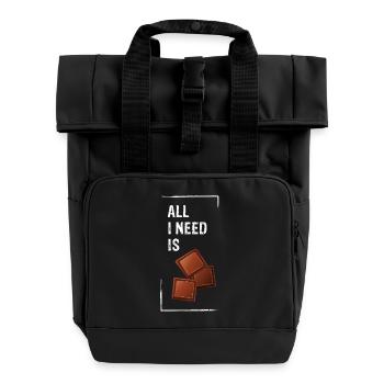 ALL I NEED IS LOVE AND Chocolate - Rolltop Rucksack mit zwei Griffen - Schwarz - Vorne