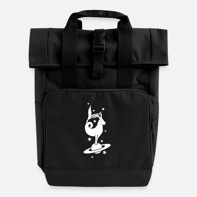 Capricorne Signe Astrologique du zodiaque - Sac à dos Roll Top à deux anses - noir