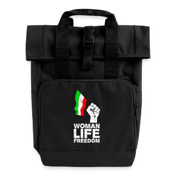 Woman, Life, Freedom | Free Iran! | With flag - Roll Top Backpack with Two Handles - black - Front