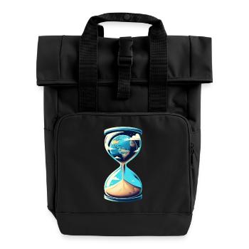 Erde in Sanduhr - Umweltbewusstsein - Rolltop Rucksack mit zwei Griffen - Schwarz - Vorne