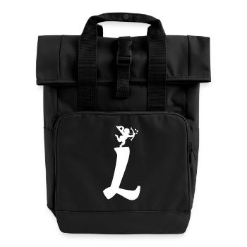 L - Roll Top Backpack with Two Handles - black - Front